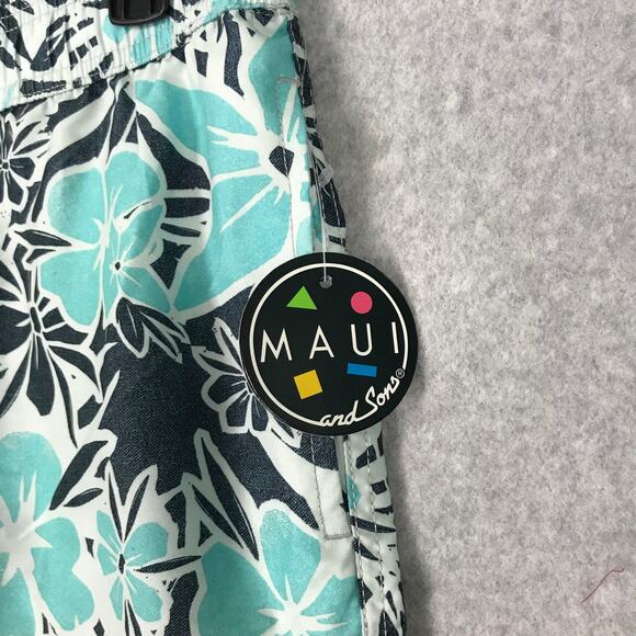 Maui Sons Swim Trunks Shorts Small Hawaiian Pockets Board Volley Walk Beach Bum - Picture 5 of 13